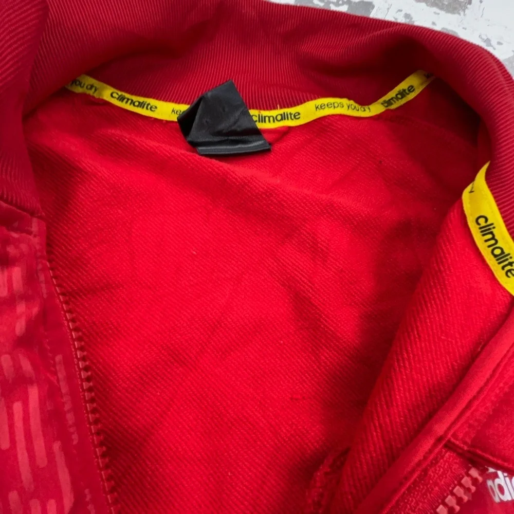 Adidas Jacket Men Medium Red Yellow Track Suit Sweatshirt Warm Up Soccer Adult *